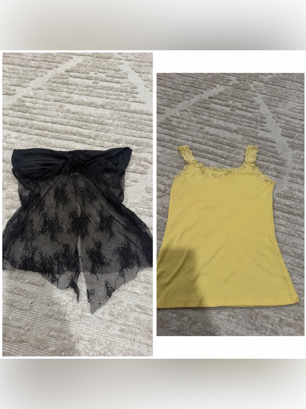Women’s Lace Trim Camisole and Sheer Lace Set - Yellow & Black